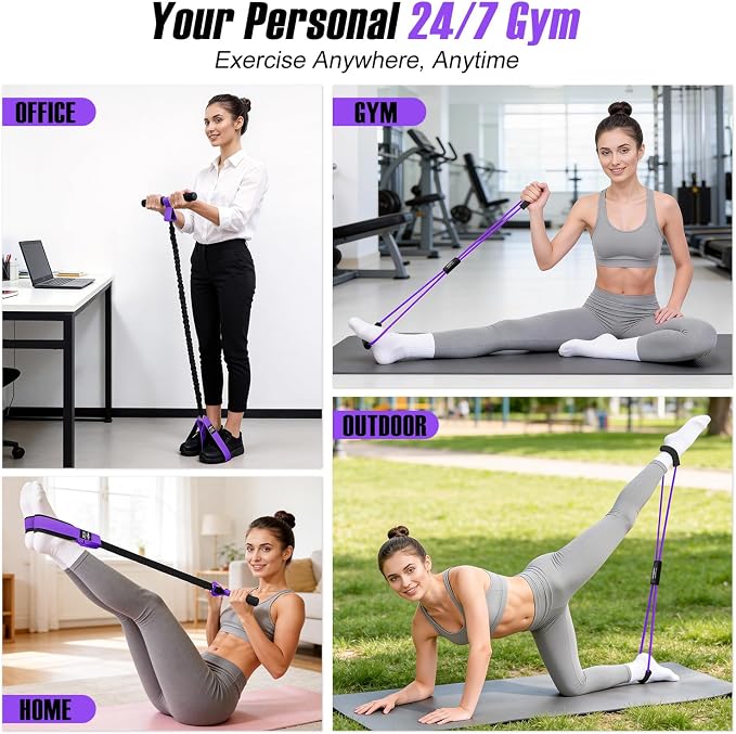 Upgraded Durable Pedal Resistance Band with Handle and Figure 8 Resistance Band Set, Stretch Bands for Exercise, Full Body Workout Equipment for Core Abs Waist Arms Back Stretching Training
