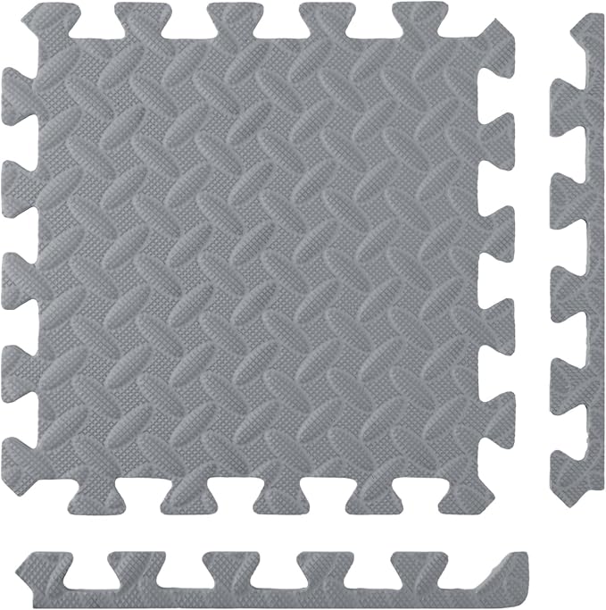 Foam Floor Tiles Foam Floor Mats Play Mats Bulk with Borders Interlocking for Bedroom Gym Nursery(11.8 x 11.8 Inch,Gray)