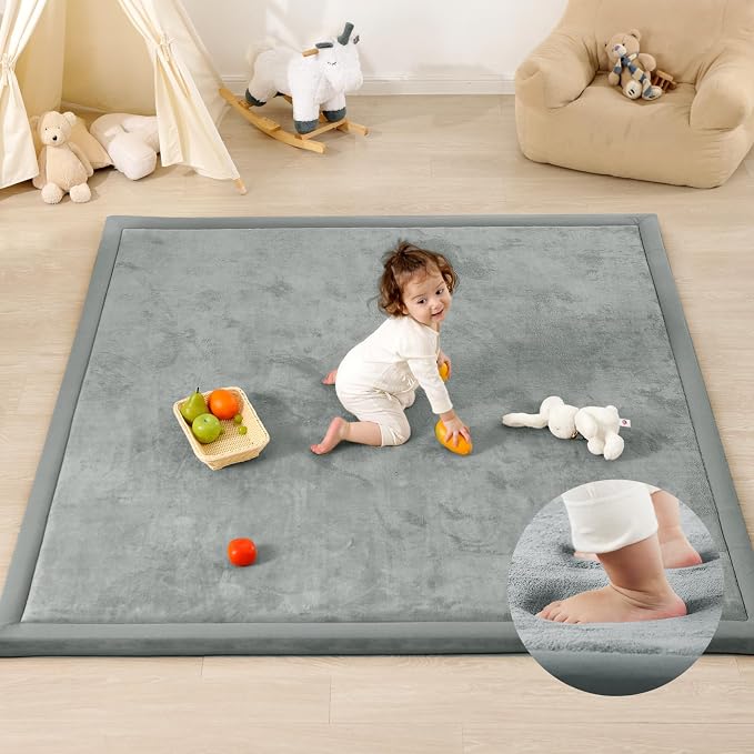 1.3" Thick Baby Play Mat for Floor,39x59 Memory Foam Tummy Time Mat | Ultra Soft Playmat for Baby,Tummy Time Foam Mats,Cushioned for Infant,Kids and Toddler Crawling,Easy Care