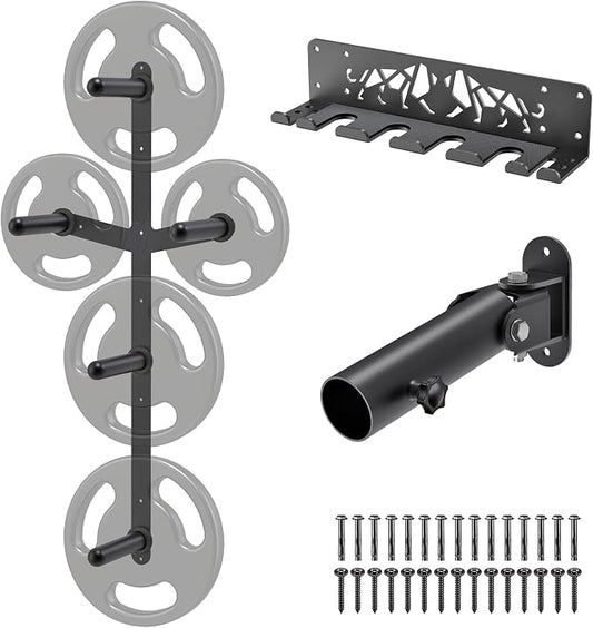 Kipika Weight Plate Storage Rack - Wall Mounted Weight Plate Holder with Durable Steel Construction Organizer for Olympic Plates, 1000lb Capacity, Space-Saving for Home Gym