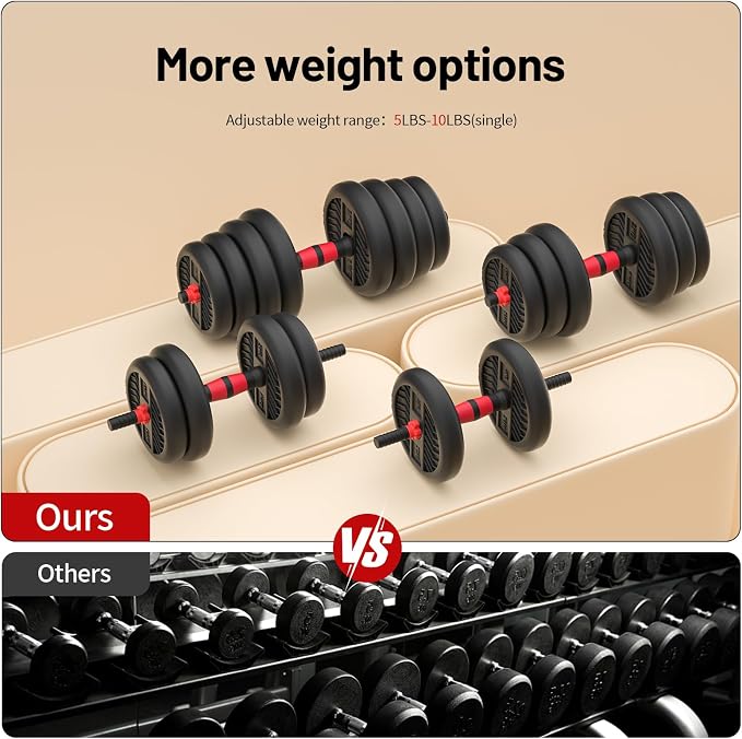 Adjustable Dumbbell, 20/30/45/70/90lbs Dumbbells Set, 4-in-1 Free Weights for Women/Men Workout Equipment Used as Barbell/Kettlebells/Push up Stand for Home Gym