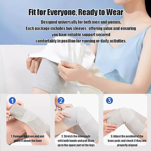Bamboo Charcoal Compression Knee Sleeve - Elastic Knee Braces Pads Warmers Protective Knee Support for Arthritis and Runners (Gray+Black, Large)