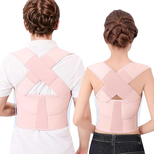 Posture Corrector for Women and Men Plus Size Full Back Support Brace Straightener Scoliosis Spine Upper Back Pain Relief Adjustable Shoulder Instant Posture Corrector with Hunchback (Pink, XX-Large)