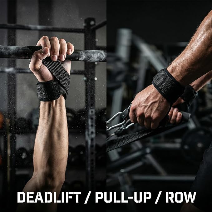 24 Inch Padded Strength Lifting Straps (1 Pair) | Cotton Weightlifting Straps with Neoprene Wrist Support for Deadlifts, Rows, Shrugs, Heavy Pulls
