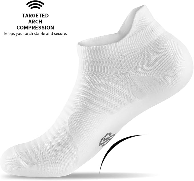 Ankle Compression Socks Men & Women with Arch Support for Running 6 Pairs | Low Cut Ankle Socks with Tab, Breathable Socks for Walking, Gym, Yoga, Cycling, Travel, or Everyday Use