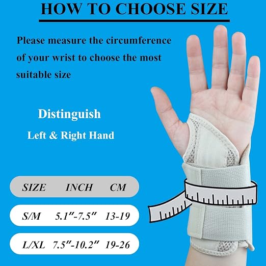 Carpal Tunnel Wrist Brace, Adjustable Wrist Support Brace, Night Wrist Sleep Supports Splints Arm Stabilizer (Right Hand, L/XL, Khaki)