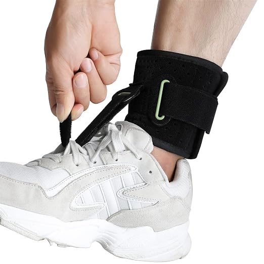 Adjustable Drop Foot Brace Foot Up AFO Brace Unisex Fits for Right/Left Foot Orthosis Ankle Brace Support, Improve Walking Gait, Effective Relieve Pain for Achilles Tendon (Black)