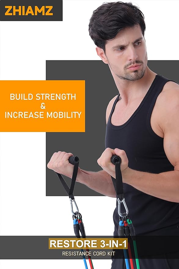 Resistance Bands with Handles, Exercise Bands with Handles, Door Anchor | Physical Therapy & Rehab, Home Workout Pilates Yoga, Non-Slip Handles, Portable Travel, TPE