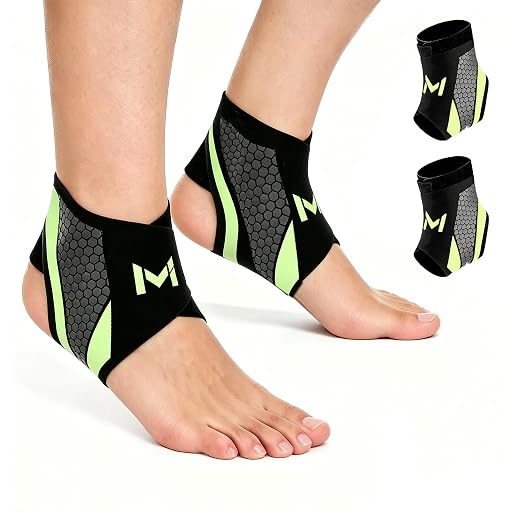 Ankle Brace 2 Pack, Adjustable Lace-Up Ankle Support with Stabilizing Straps, Breathable Compression Ankle Sleeve for Sports Basketball Running Daily Use Men Women(Green)