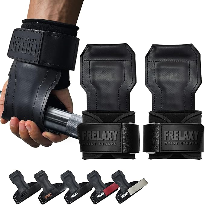 Frelaxy Lifting Wrist Straps, Rubber Weight Lifting Grips for Deadlifts | Non-slip rubber palm, Full palm protection, Neoprene wrist padding, Enhanced grip support, Pull ups rows lat pulldowns