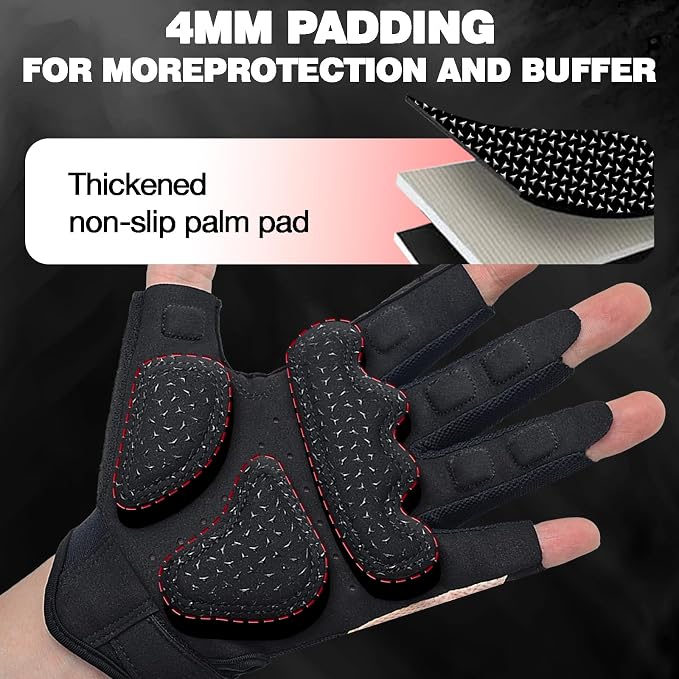 Seektop Breathable Workout Gloves Women & Men: Thick Padded Gym Gloves | Full Palm Protection, Excellent Grip for Gym Weight Lifting Fitness and Training, Exercise, Cycling