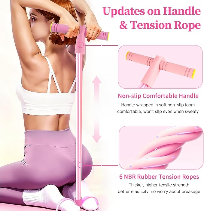 Pedal Resistance Bands with Handles, Upgrade 6-Tubes Elastic Bands for Exercise, Natural Rubber Foot Pedal Resistance Bands, Multifunction Fitness Bands for Abdomen, Waist, Arm, Leg, Pilates