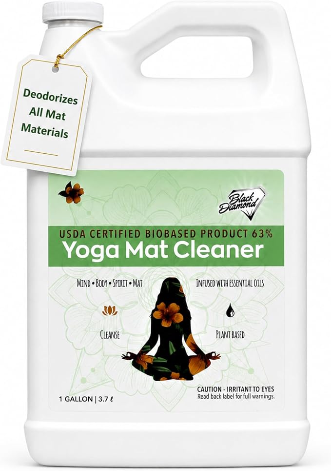 Yoga Mat Cleaner Spray for Exercise & Fitness Mats 1-Gallon | USDA Certified BIOBASED, Essential Oils, Safe for All Type of Materials, Exercise, Pilates, or Workout Mats