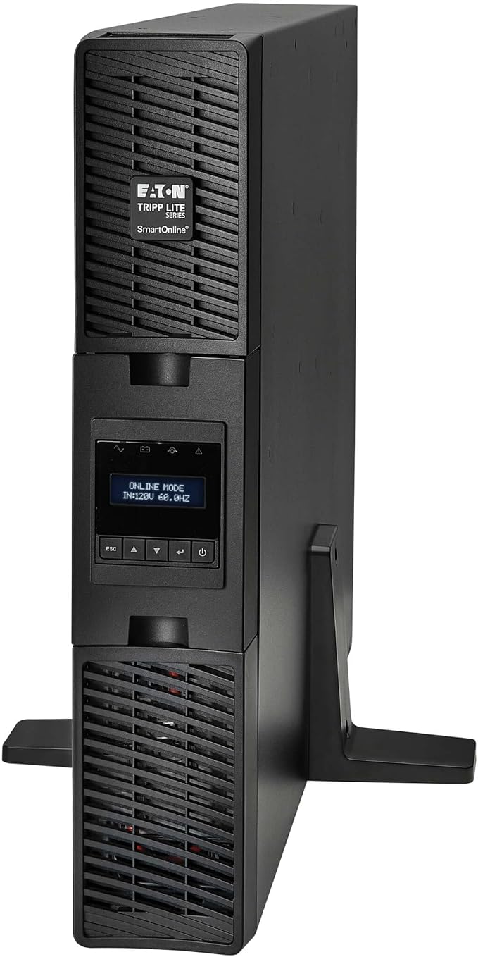 Eaton Tripp Lite Series SmartOnline 2200VA UPS, Pure Sine Wave Double-Conversion, 1800W, 2U Rack/Tower, Extended Run, Network Card Option, LCD, 2 Year Warranty & 250,000 Insurance (SU2200RTXLCD2U)