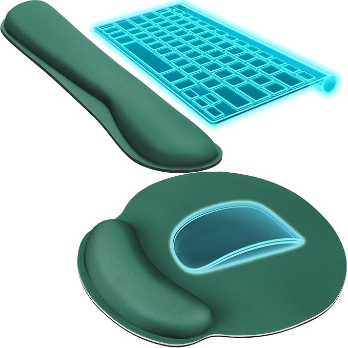 KTRIO Keyboard Wrist Rest & Mouse Pad with Wrist Rest, Forest Green | Memory Foam Wrist Support, Ergonomic Design, Non-Slip Base, Office and Home Use