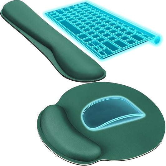 KTRIO Keyboard Wrist Rest & Mouse Pad with Wrist Rest, Forest Green | Memory Foam Wrist Support, Ergonomic Design, Non-Slip Base, Office and Home Use