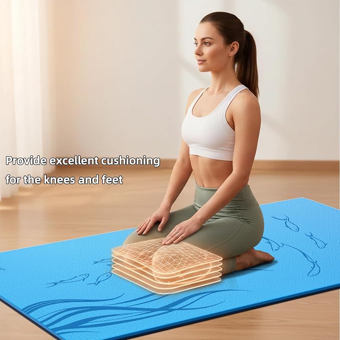 Extra Wide Yoga Mat 76"x40"x10mm TPE Non-Slip Fitness Exercise Mat | Thick 10mm Premium TPE, Extra Large for Pilates, Workout and Home Gym. Ideal for Men and Women