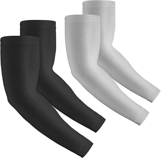2 Pairs UV Protection Cooling Arm Sleeves Compression Sun Sleeves for Men Women Youth, Tattoo Cover Up, UPF 50