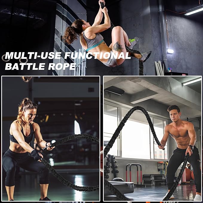 Battle Rope for Home Gym Workout,1.26 Inch 30ft Weighted Exercise Ropes for Working Out,Heavy Fitness Training Rope
