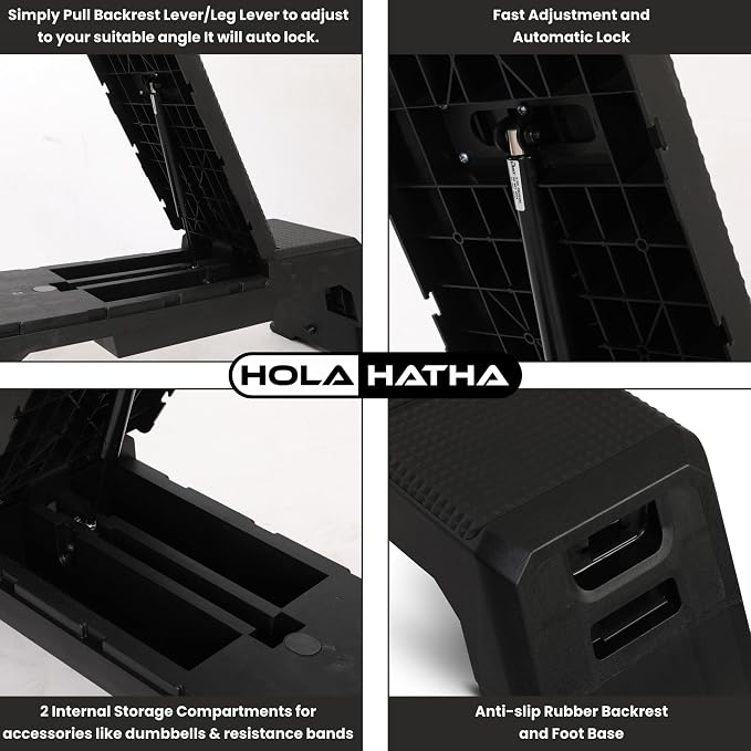 HolaHatha Compact Portable Aerobic Step Platform Exercise Fitness Equipment, Cardio Stepper with Adjustable Height for Home Gym