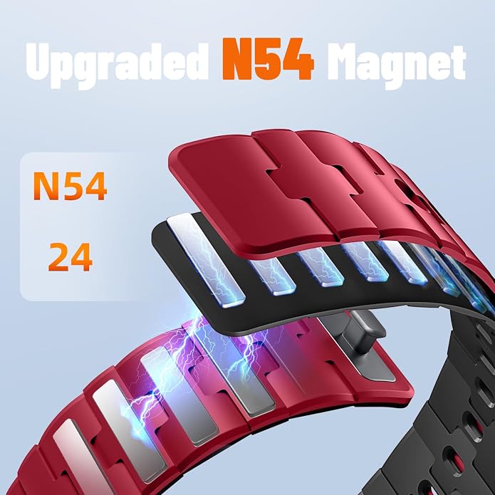 Bandletic Magnetic Silicone Watchband Compatible with All Apple Watch | Strong Magnet Sport Strap for iWatch Ultra 49mm Series 11-1 SE 46mm 45mm 44mm 42mm 41mm 40mm 38mm, Ideal for Men Women
