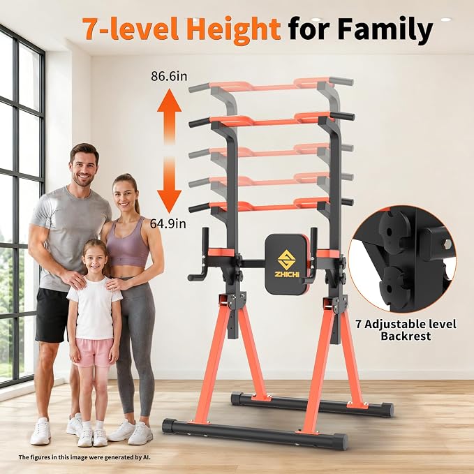 Z ZHICHI Foldable Pull-Up Dip Station Weight Capacity 400LBS