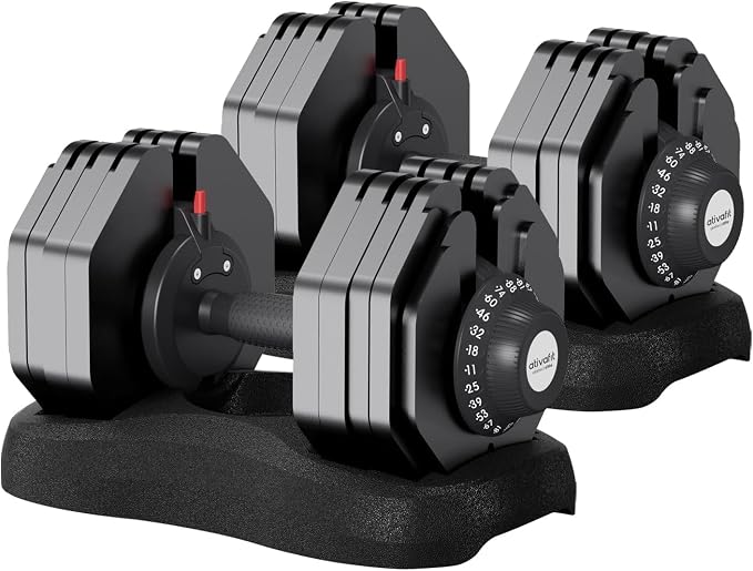 ATIVAFIT Adjustable Dumbbells Set, 5–88LB Quick Adjust Free Weights with Double Safety Lock & Anti-Slip Steel Handle, Space Saving Home Gym Equipment for Full Body Strength Training