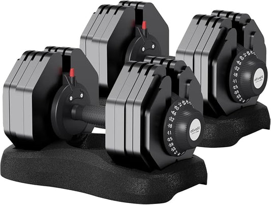 ATIVAFIT Adjustable Dumbbells Set, 5–88LB Quick Adjust Free Weights with Double Safety Lock & Anti-Slip Steel Handle, Space Saving Home Gym Equipment for Full Body Strength Training