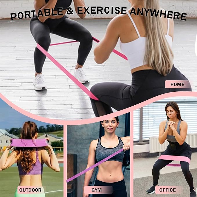 KANGFITER Long and Short 6 Fabric Resistance Bands Set with Door Anchor | Non-Slip Stretch Booty Bands for Working Out Women & Men, Loop Exercise Elastic Bands for Home Physical Therapy Yoga Pilates