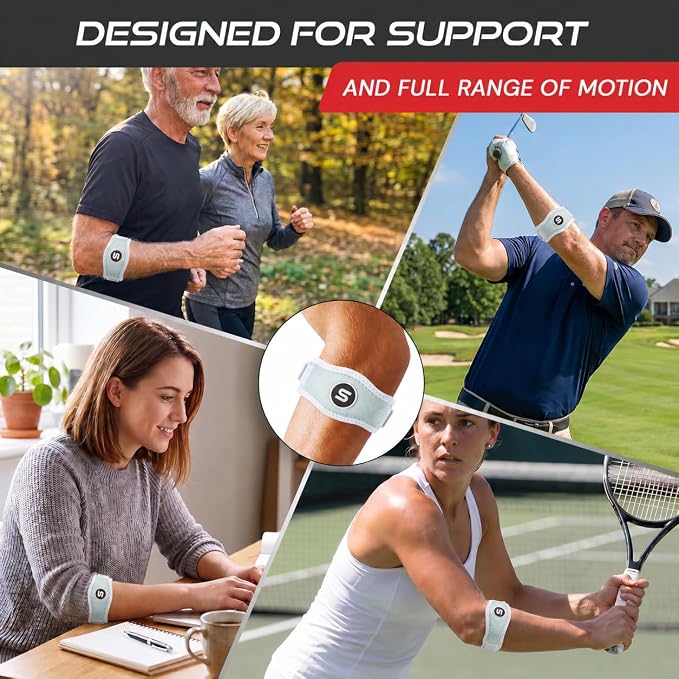 Sleeve Stars Tennis Elbow Brace for Men & Women, Elbow Brace for Tendonitis, Tennis Elbow Strap, Golfers Elbow Brace, Elbow Support Wrap for Tennis Elbow Relief, Fits 9"-23" (Pair/Mint Green)
