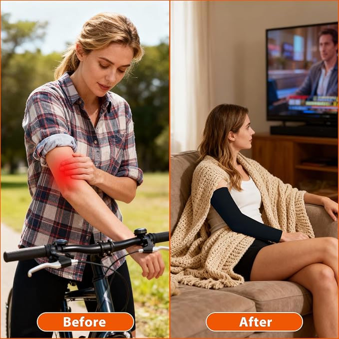 Compression Lymphedema Arm Sleeves for Women, 1 Pair 15–20 mmHg Full Arm Support - Medical-Grade Compression & Snug Fit - for Circulation, Swelling, Edema, Post-Surgery
