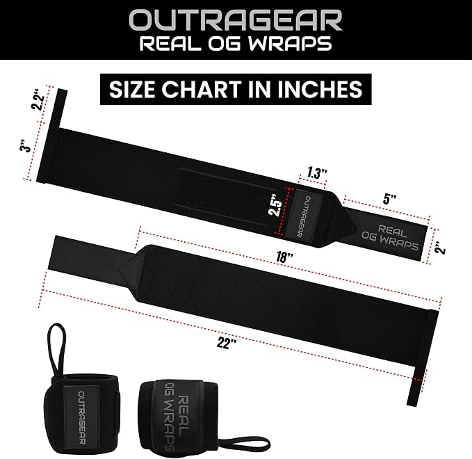 18" OG-Grade Wrist Wraps for Weightlifting – Heavy Duty Wrist Support with Thumb Loop & Lockdown Strap – Wrist Straps for Powerlifting, Bench Press & Gym Training