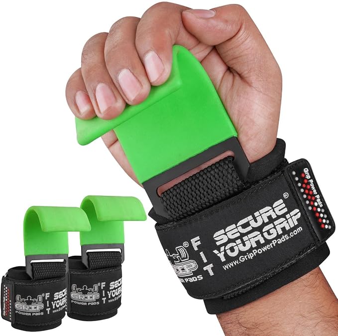 Weight Lifting Rod Hooks Heavy Duty Wrist Wraps Power Weight Lifting Training Gym Grips Straps Set of 2