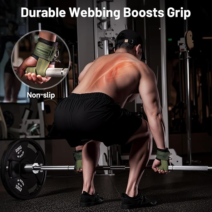M MANUEKLEAR Wrist Straps for Weightlifting, Gym Lifting Straps with D Rings for Cable Machine,Weight Lifting Wrist Wraps for Men Women