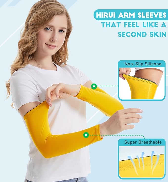 HiRui Arm Compression Sleeves for Men Women Youth, UV Protection 20-30mmHG Support Tattoo Cover, Breathable Moisture-Wicking