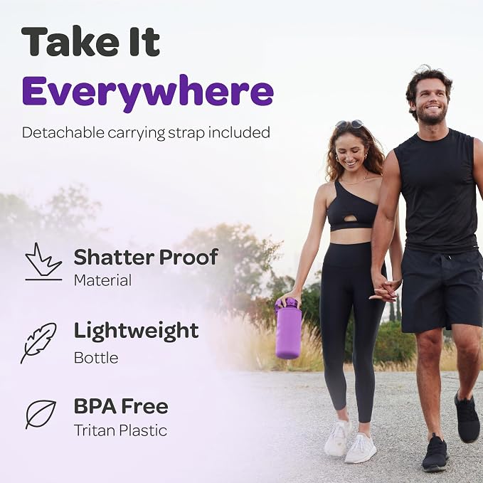 Hydracy 2L Large Water Bottle, 100% BPA Free Tritan Plastic, Leakproof, Zero Condensation, Motivational Timeline, Safe, Non-Toxic, Durable, Smart Design | BPA-Free Tritan, Leakproof Flip-Top Lid,No-Sweat Sleeve,Carry Strap,Daily Intake Tracking for Gym...