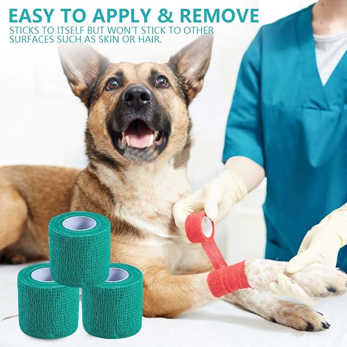 KISEER 15 Pack 2 Inch x 5 Yards Green Self Adhesive Bandage Breathable Cohesive Bandage Wrap Rolls Elastic Self-Adherent Tape for Stretch Athletic, Sports, Wrist, Ankle