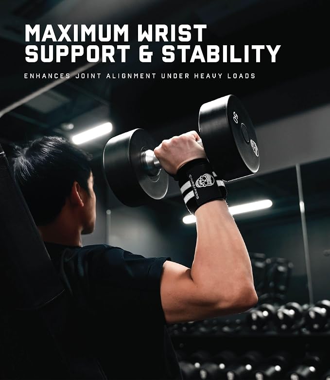 Gymreapers Weightlifting Wrist Wraps (IPF Approved) Professional Quality Wrist Support with Heavy Duty Thumb Loop - Best Wrap for Powerlifting Competition, Strength Training, Bodybuilding