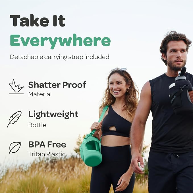 Hydracy Motivational Water Bottle with Time Marker and Straw Lid 78 oz | Leakproof,BPA Free,No Sweat Neoprene Sleeve,Carry Strap,Daily Intake Tracking for Fitness & Outdoors