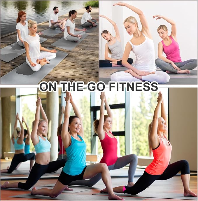 Funtery 3 mm Thin Yoga Mats Bulk, 68 x 24 Inches Lightweight PVC Exercise Mats Non Slip Workout Fitness Pads for Yoga Pilates Stretching Classes Gym Home Studio