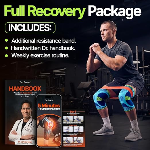 DR. BRACE Elite Compression Knee Brace for Women & Men, (2-Pack) Knee Support Compression Sleeve, Workout Sports Knee Braces for Meniscus Tear, ACL & Arthritis Pain Relief - Check Size Guide Video (Zeus, XX-Large)