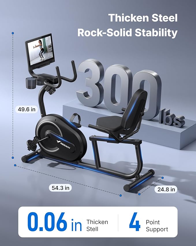 MERACH Recumbent Exercise Bikes for Home with Smart Bluetooth Equipment App | LCD, Heart Rate Handle Stationary Bikes for Home, Magnetic Recumbent Exercise Bike for Seniors Gym S08/S23