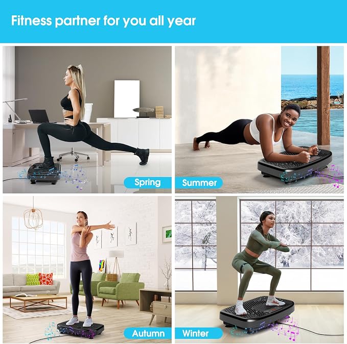 SoftGym Vibration Plate Exercise Machine for Lymphatic Drainage & Fitness | Quiet Heavy Duty 450lbs Capacity Platform, 120 Speeds Shake Machine with Resistance Bands for Home Muscle Activation