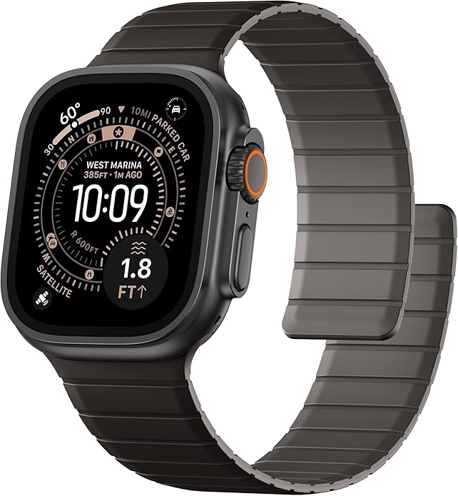 SNBLK Magnetic Band Compatible with Apple Watch Bands for Men 44mm 45mm 46mm 49mm 42mm 41mm 40mm 38mm Women, Secure Silicone Sport Loop Magnet Strap for iWatch Ultra 3 2 1 SE Series 11 10 9 8 7 6 5 4