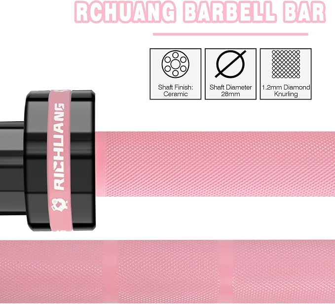 7ft Olympic Barbell 28mm 45lb – 500/700/1000LB Bar for Home Gym | Ceramic coated steel. Smooth spinning sleeves. Fits 2" plates. For snatch, clean and jerk, squats, deadlifts, bench press.