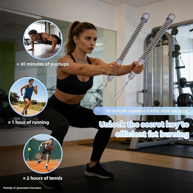 Cordless Battle Ropes with Adjustable Resistance Springs
