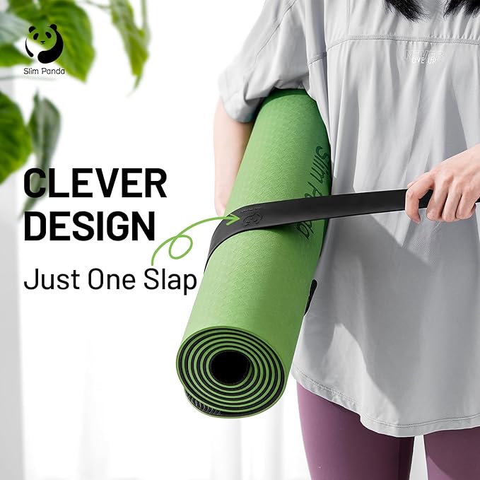 Yoga Mat Strap Slap Band, One Snap Keeps Mats Tightly Rolled, Heavy-Duty Clasp Fits Most Size Mats(24" L X 2" W)