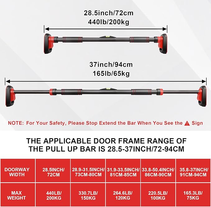 TOPOKO Pull Up Bar for Doorway, Heavy Duty Chin Up Station for Home Gym, Multi-Grip or Adjustable Door Frame Exercise Equipment for Upper Body Strength Training