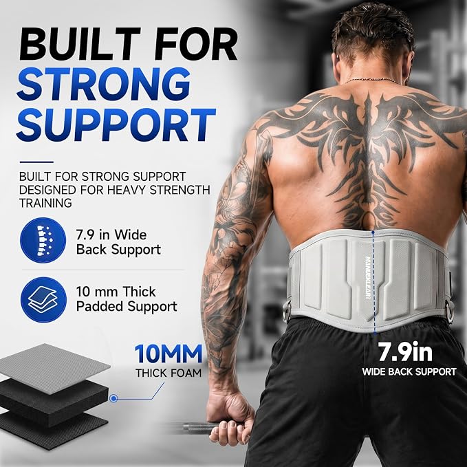 MANUEKLEAR 4-in-1 Weight Lifting Belts for Back Support, Dip Belt with 38.5 IN Rope for Weightlifting Pull Up, Weight Belt for Men Women