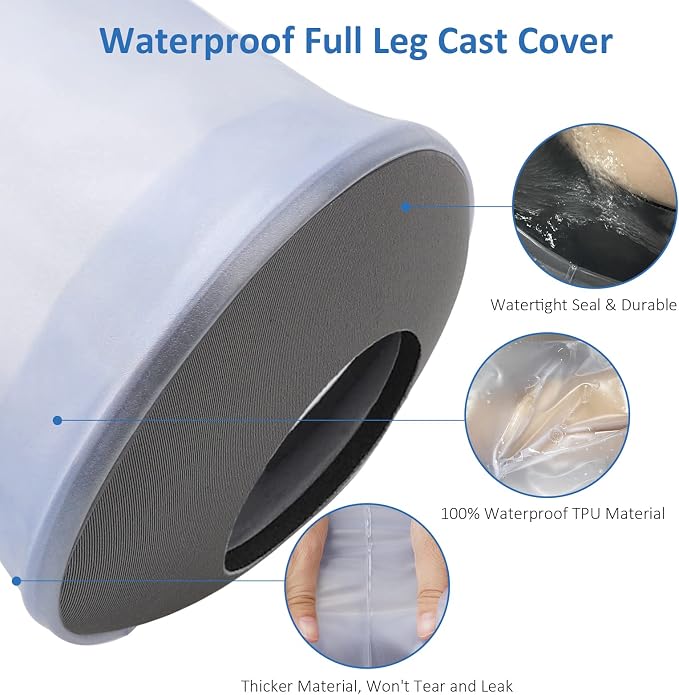 Cast Covers for Shower Leg, Waterproof XL Full Leg Cast Cover for Showering | Cast Protector for Shower Leg Adult, Reusable Leg Cover for Showering after Surgery Thigh Knee Foot Ankle Wound Boot&Brace
